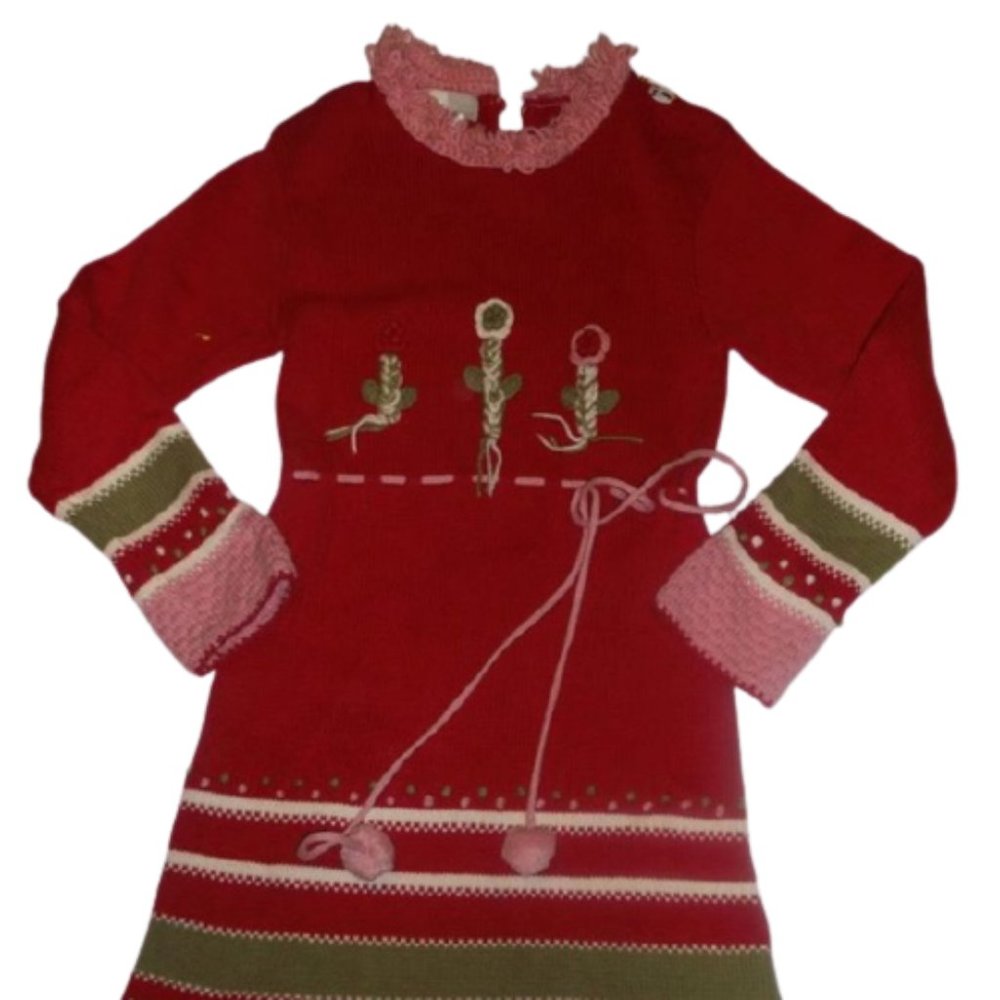 VINTAGE Red Knit Dress Girl Size 8